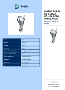 Motor Fuera de Borda Honda BF20 Pata Larga - Folleto