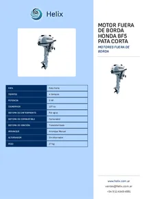 Motor Fuera de Borda Honda BF5 Pata Corta - Folleto